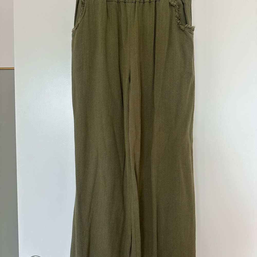 UmGee NWT Olive Green Wide-Leg Linen Pants